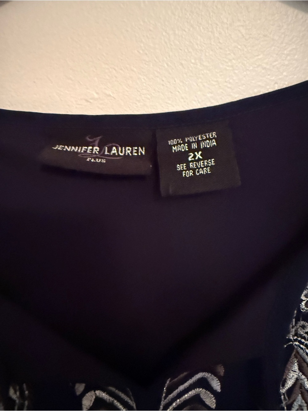 Navy Embroidered Dress - Picture 2 of 4
